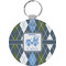 Blue Argyle Round Plastic Keychain (Personalized)