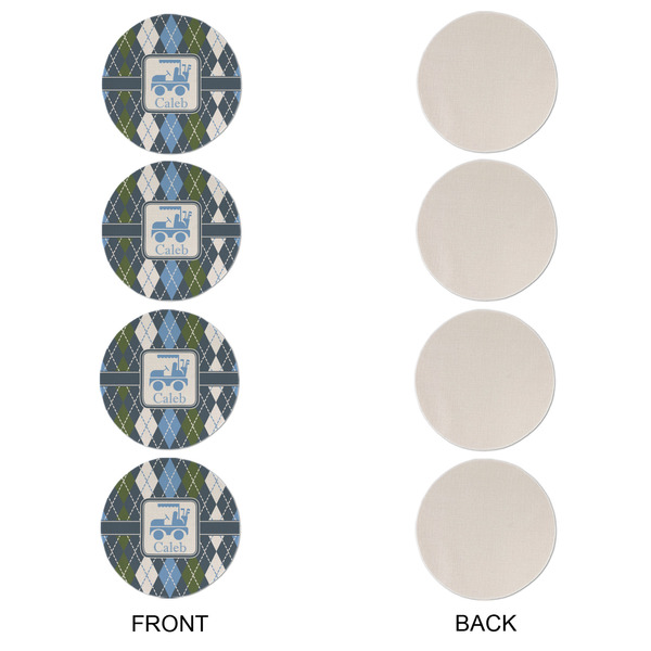 Blue Argyle Round Linen Placemats - APPROVAL Set of 4 (single sided)