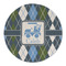 Blue Argyle Round Linen Placemats - FRONT (Double Sided)