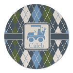 Blue Argyle Round Linen Placemat - Single Sided (Personalized)