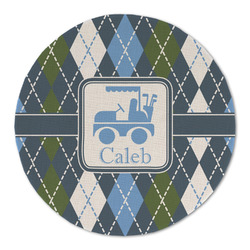 Blue Argyle Round Linen Placemat - Single Sided (Personalized)