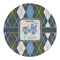Blue Argyle Round Linen Placemats - FRONT (Single Sided)