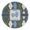 Blue Argyle Round Linen Placemat - Single Sided (Personalized)