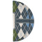 Blue Argyle Round Linen Placemats - HALF FOLDED (double sided)