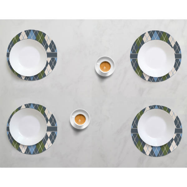 Blue Argyle Round Linen Placemats - LIFESTYLE (set of 4)