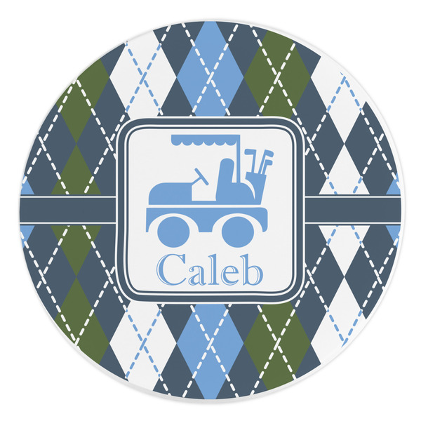 Custom Blue Argyle Round Stone Trivet (Personalized)