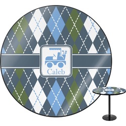 Blue Argyle Round Table - 24" (Personalized)