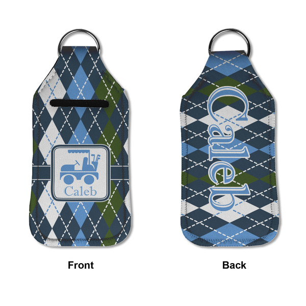 Blue Argyle Sanitizer Holder Keychain - Large APPROVAL (Flat)