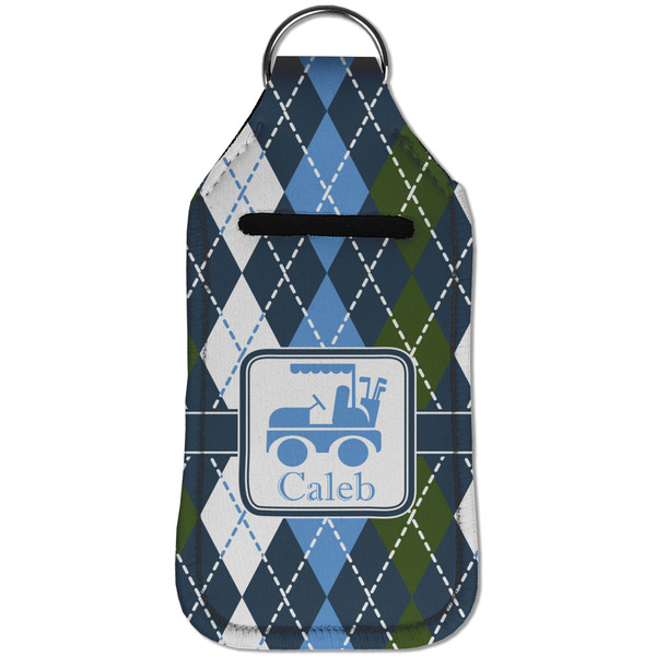Blue Argyle Sanitizer Holder Keychain - Large (Front)