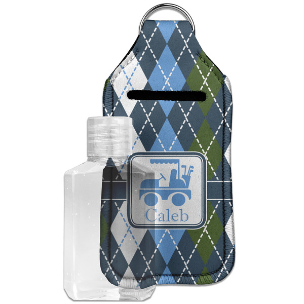 Custom Blue Argyle Hand Sanitizer & Keychain Holder - Large (Personalized)