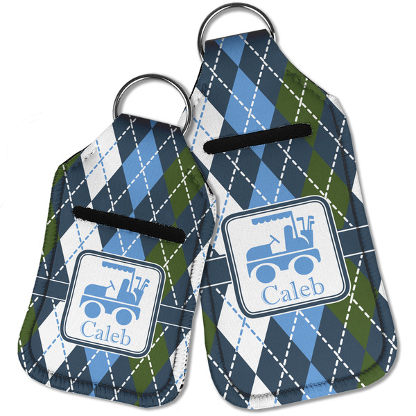 Blue Argyle Sanitizer Holder Keychain - Parent Main