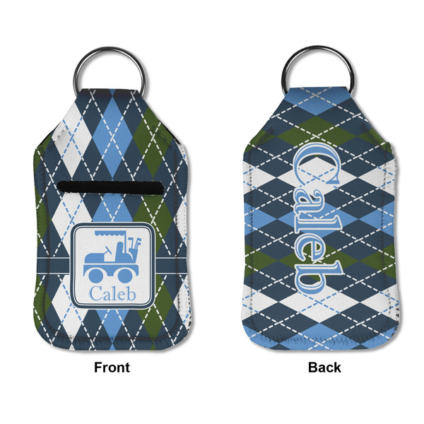 Blue Argyle Sanitizer Holder Keychain - Small APPROVAL (Flat)