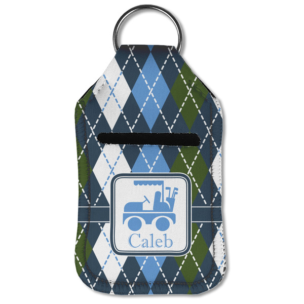 Blue Argyle Sanitizer Holder Keychain - Small (Front Flat)