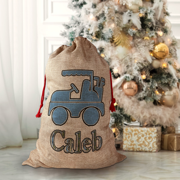 Blue Argyle Santa Bag - Lifestyle