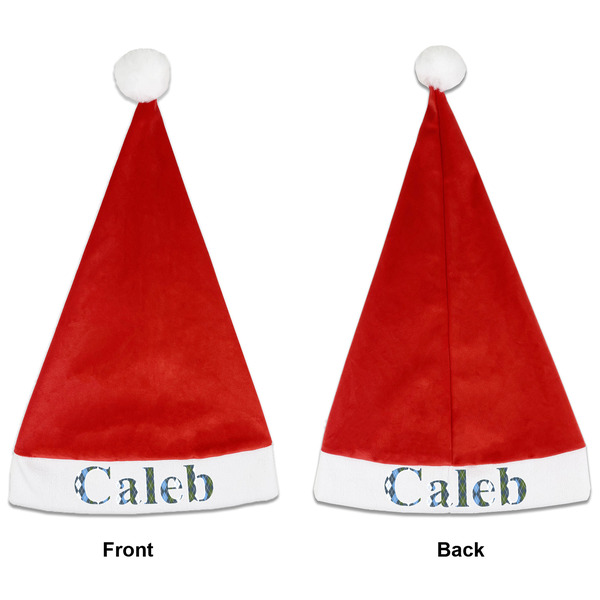 Custom Blue Argyle Santa Hat - Front & Back (Personalized)