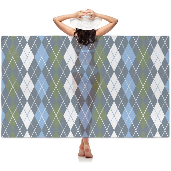 Custom Blue Argyle Sheer Sarong