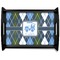 Blue Argyle Black Wooden Tray - Large (Personalized)