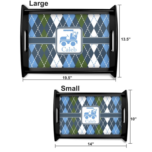 Blue Argyle Serving Tray Black Sizes
