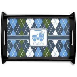 Blue Argyle Wooden Tray (Personalized)