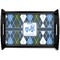 Blue Argyle Black Wooden Tray - Small (Personalized)
