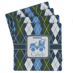 Blue Argyle Absorbent Stone Coasters - Set of 4 (Personalized)