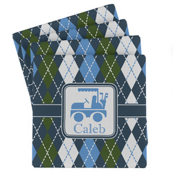 Blue Argyle Absorbent Stone Coasters - Set of 4 (Personalized)