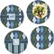 Blue Argyle Set of 4 Glass Lunch / Dinner Plate 10" (Personalized)