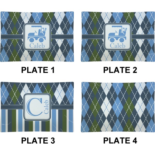 Blue Argyle Set of Rectangular Appetizer / Dessert Plates (Approval)