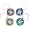 Blue Argyle Wine Charms (Set of 4) (Personalized)