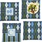 Blue Argyle Set of 4 Glass Square Lunch / Dinner Plate 9.5" (Personalized)