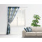 Blue Argyle Sheer Curtain With Window and Rod - in Room Matching Pillow