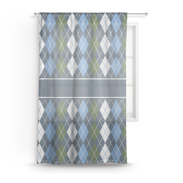 Custom Blue Argyle Sheer Curtain - 50"x84"