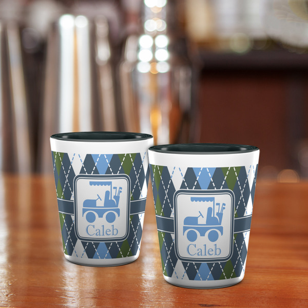 Blue Argyle Shot Glass - Two Tone - LIFESTYLE