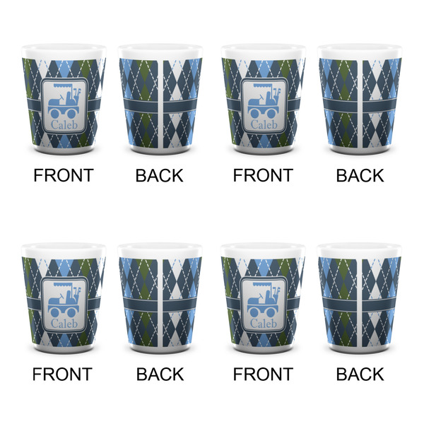 Blue Argyle Shot Glass - White - Set of 4 - APPROVAL