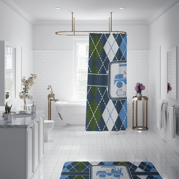 Blue Argyle Shower Curtain - Custom Size