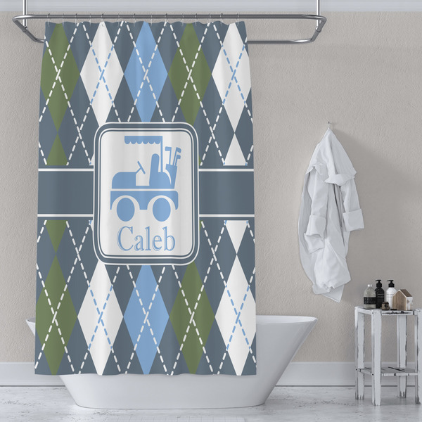 Blue Argyle Shower Curtain Lifestyle
