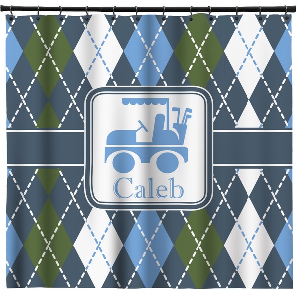 Custom Blue Argyle Shower Curtain (Personalized)