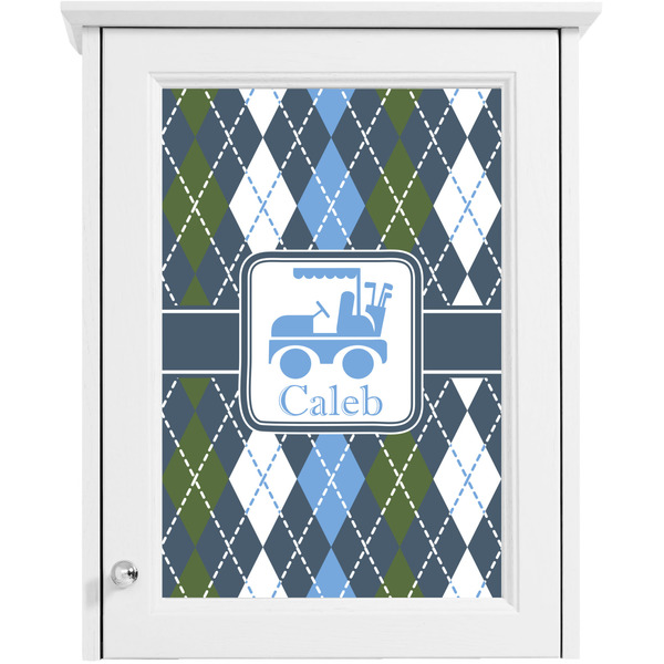 Blue Argyle Single White Cabinet Decal