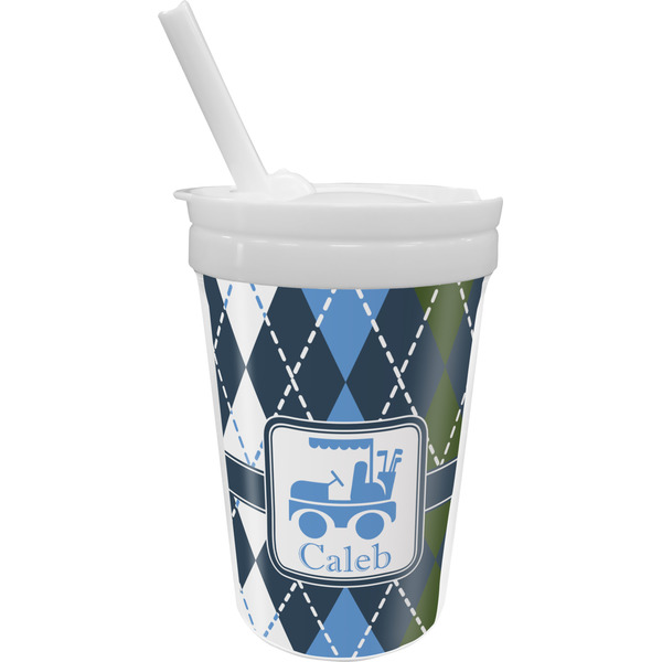 Custom Blue Argyle Sippy Cup with Straw (Personalized)
