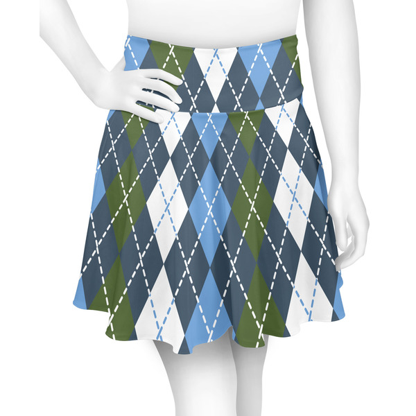 Custom Blue Argyle Skater Skirt - Medium