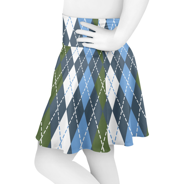 Blue Argyle Skater Skirt - Side