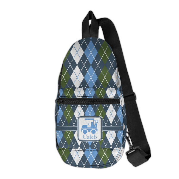 Custom Blue Argyle Sling Bag (Personalized)