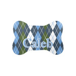 Blue Argyle Bone Shaped Dog Food Mat (Small) (Personalized)
