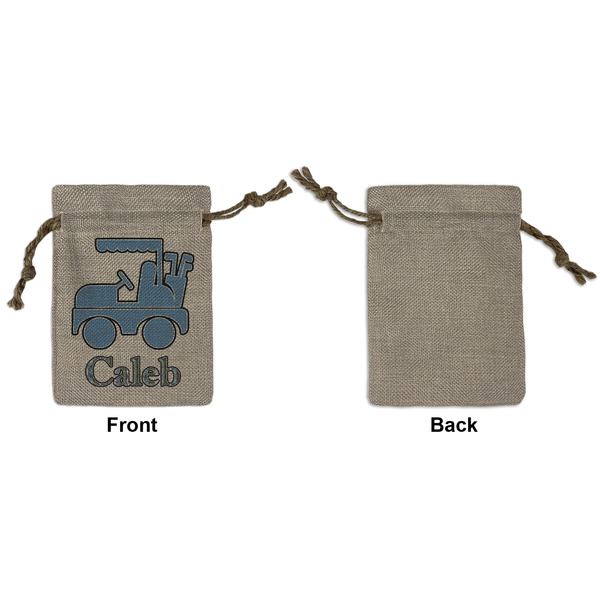 Blue Argyle Small Burlap Gift Bag - Front Approval