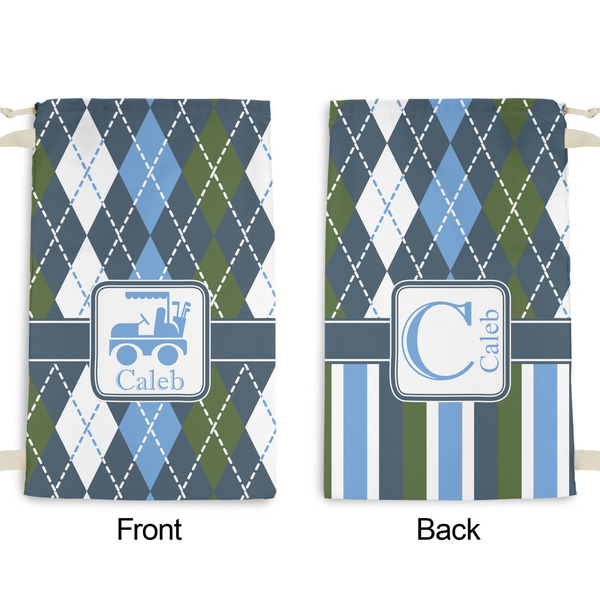 Blue Argyle Small Laundry Bag - Front & Back View