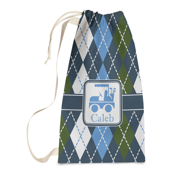 Custom Blue Argyle Laundry Bags - Small (Personalized)