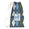 Blue Argyle Small Laundry Bag - Front View
