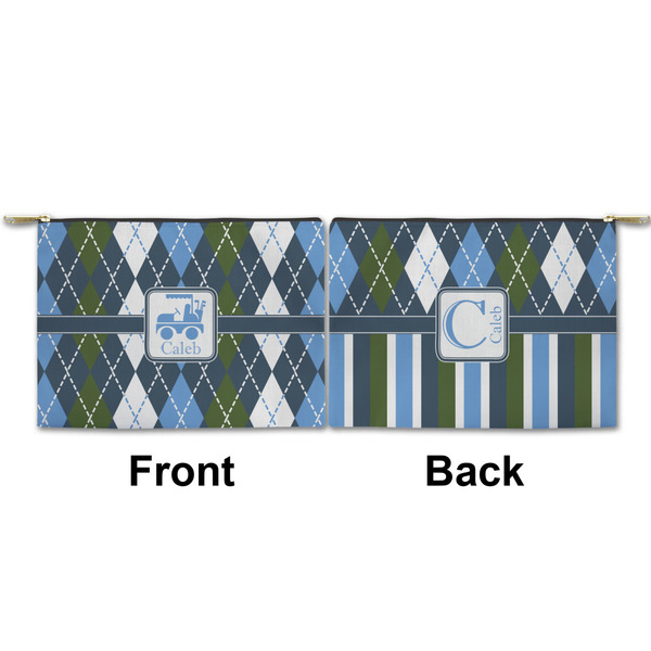 Blue Argyle Small Zipper Pouch Approval (Front and Back)