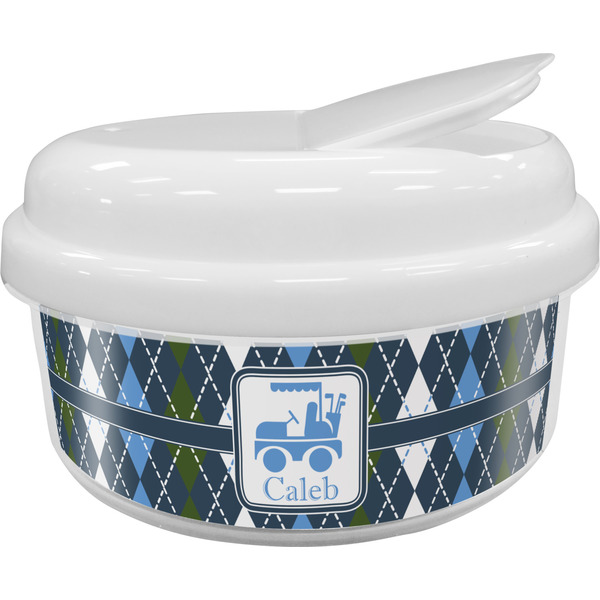 Custom Blue Argyle Snack Container (Personalized)
