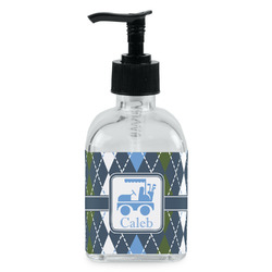 Blue Argyle Glass Soap & Lotion Bottle - Single Bottle (Personalized)